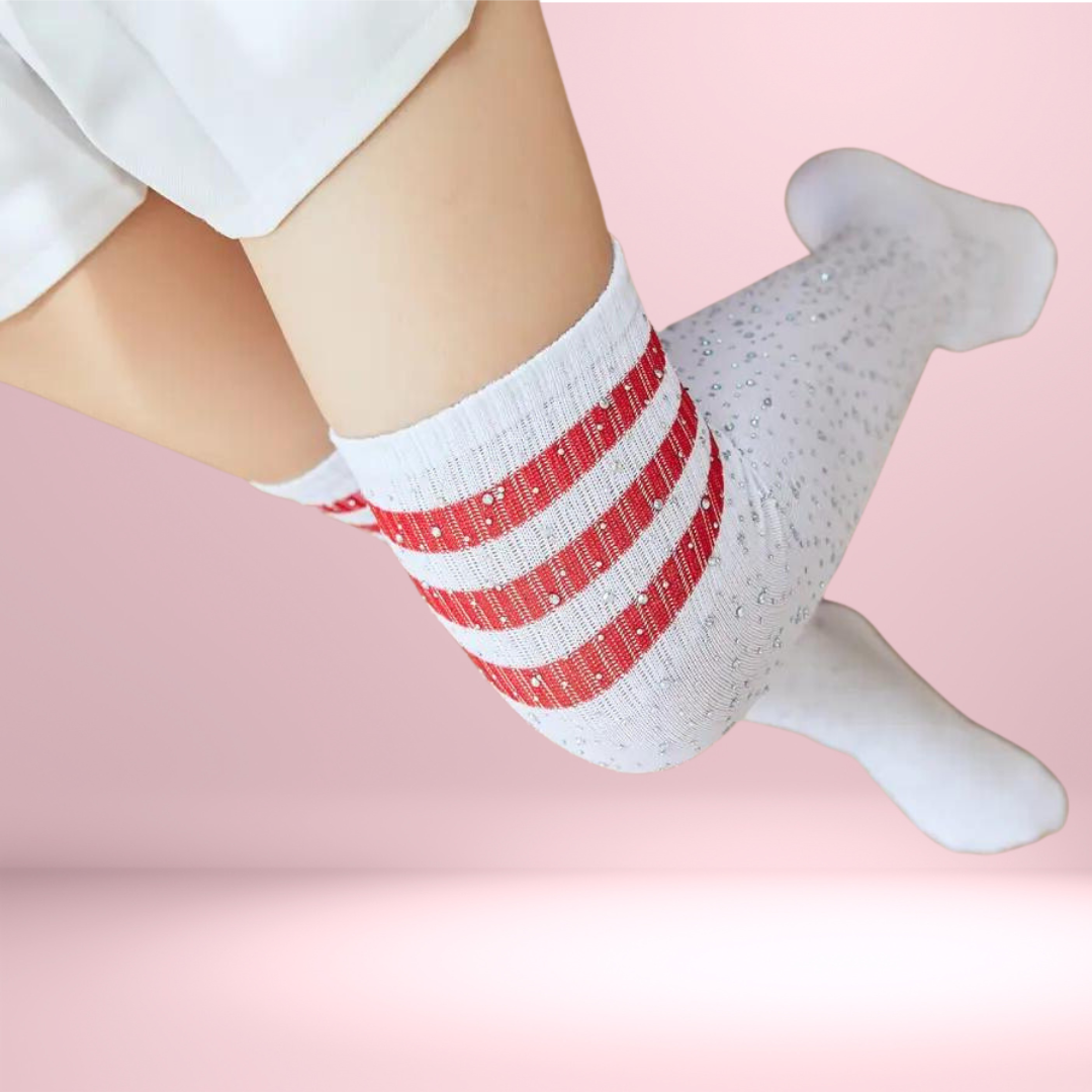 Tease Em' Socks- White w/ Red