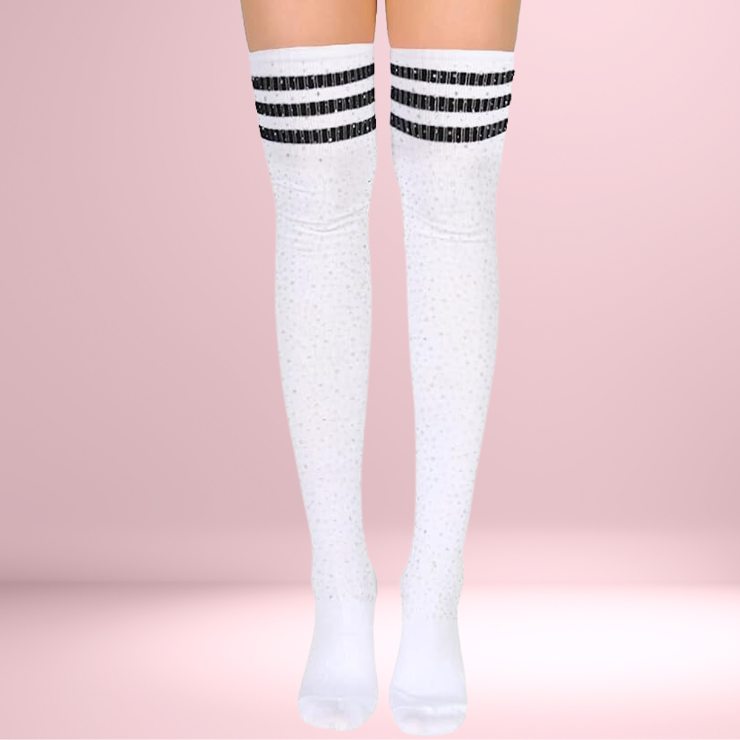 Tease Em' Socks- White w/ Black