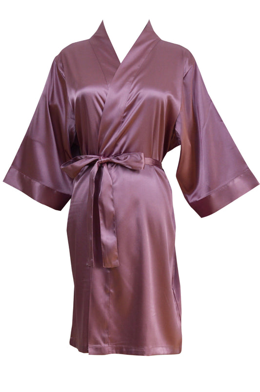 Mauve Satin Kimono Robe *Pre-Order ONLY*